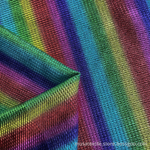 Tissu de balle arc-en-ciel métallique en polyester en polyester spandex